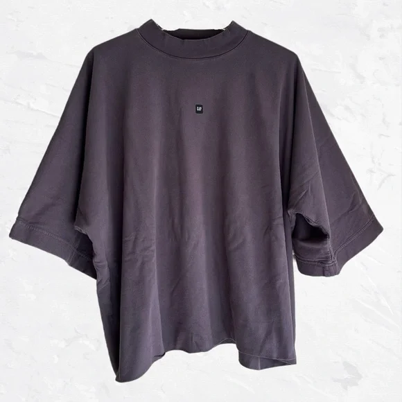 Yeezy GAP Engineered by Balenciaga Logo 3/4 Sleeve Crop Washed Gray Medium New